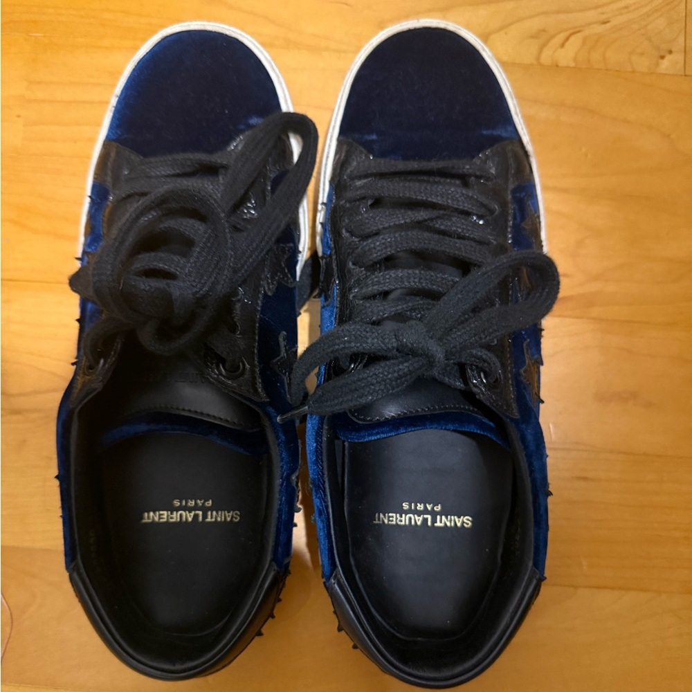 Saint Laurent women’s velvet Black and Blue Sneakers